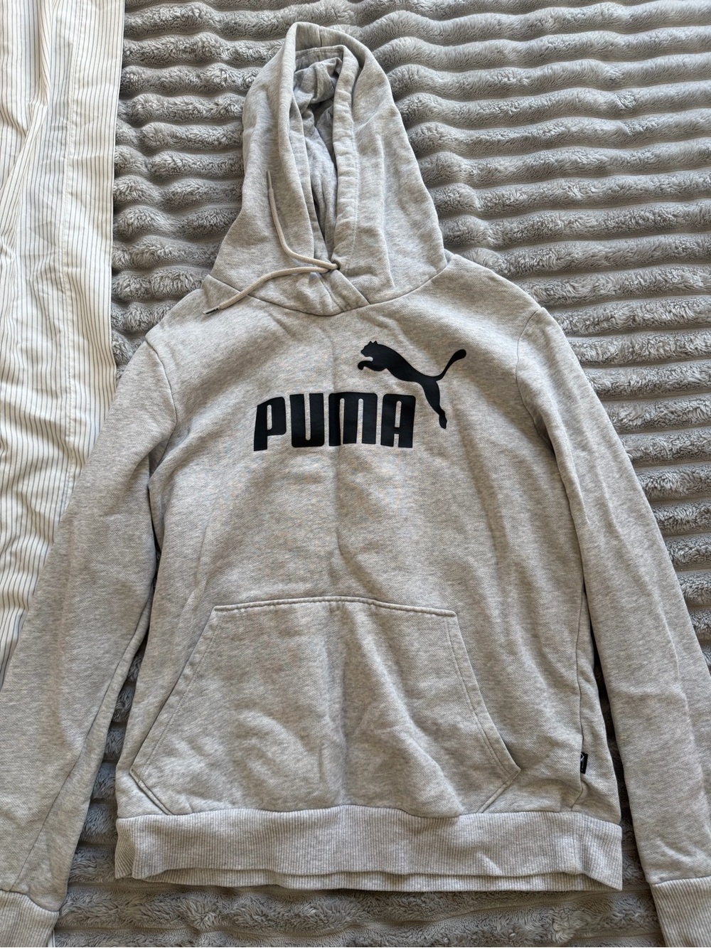 Puma Light Gray Crewneck Hoodie with Black Logo